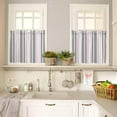 thumbnail image 4 of Blue Grey Stripes Kitchen Curtains, Simple Striped Lines Minimalist Modern 3-Piece Kitchen Curtain Valance and Tiers Set 24 Inch Length, Rod Pocket Half Window Curtains for Cafe Living Room Bathroom, 4 of 6