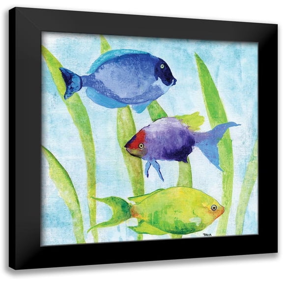 Tava Studios 12x12 Black Modern Framed Museum Art Print Titled - Iridescent Fish I