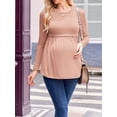 thumbnail image 4 of Weardear 3 Pack Womens Maternity Tops Pleated Long Sleeve Pregnancy Shirts Regular Fit Tunic Casual Maternity Clothes, 4 of 6
