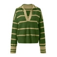 thumbnail image 4 of Siilsaa Sweaters for Women Trendy Lightweight Cotton Sweaters Long Sleeve Crew Neck Color Block Striped Knitted Pullover Tops Green,M, 4 of 4