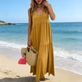 thumbnail image 2 of Fesfesfes Spring Dress for Women Boat Neck Vest Sleeveless Dress Loose Casual Sun Dress Summer Fashion Solid Color Beach Long Dresses, 2 of 7