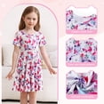 thumbnail image 6 of Benylion Girls Dresses Pajamas Summer Sundress Kids Short Sleeve School Casual A Line Twirly Skater Cat Dress for 5-6 Years, 6 of 7