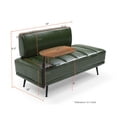 thumbnail image 4 of GZXS Upholstered End of Bed Bench with 360-Degree Swivel Tray, Green PU Leather Bench with Metal Legs, Channel Tufted Seat and Backrest, Easy to Assemble, 55"L x 25"W x 31.5"H, 4 of 7