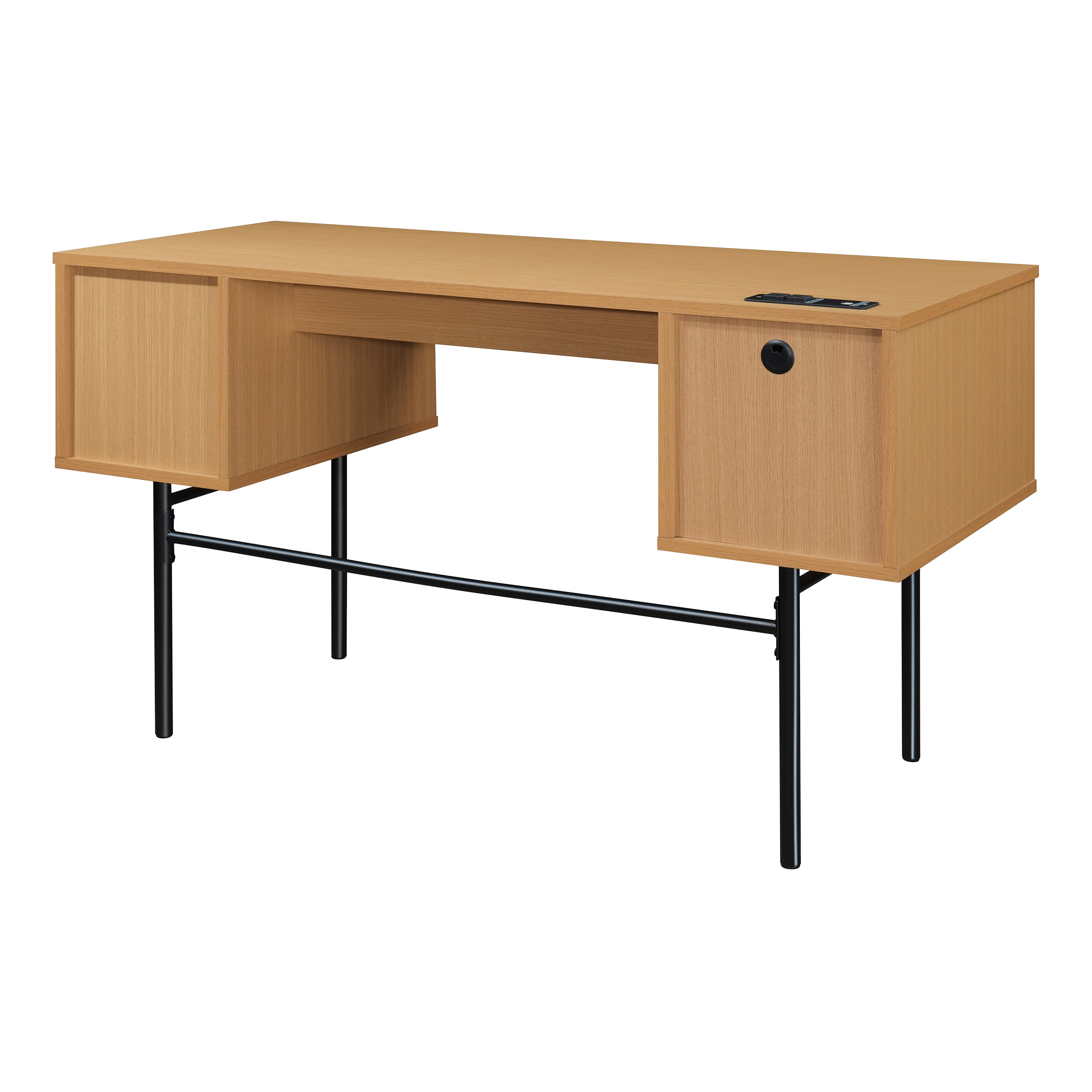Denmark Engineered Wood Executive Desk with Power in Natural Finish