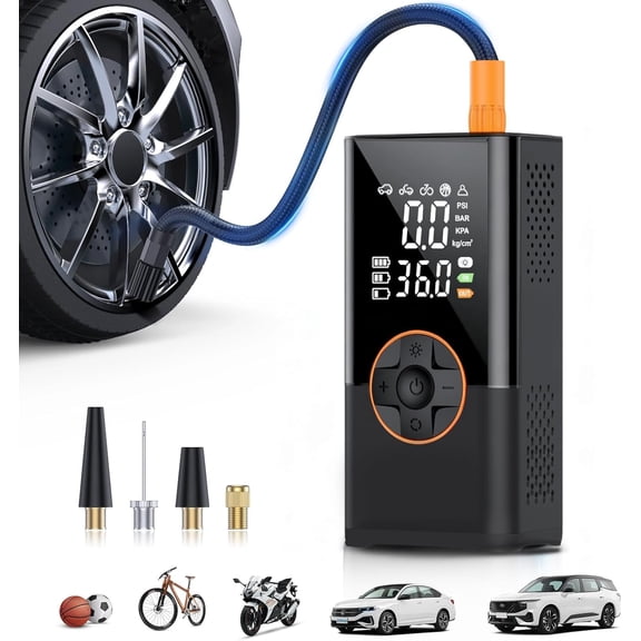 Tire Inflator Portable Air Compressor, 150 PSI Air Compressor with Digital Pressure Gauge, 3X Faster Portable Air Pump for Car, Motorcycle, Bicycle, Ball and More(Black)