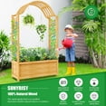 thumbnail image 5 of SUNYRISY Raised Garden Bed with Arch Trellis, Wooden Outdoor Vertical Planter Box for Climbing Plant Vine Flowers Vegetables, Planter Raised Bed with Hanging Roof and Drainage Holes, 5 of 14