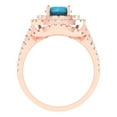 thumbnail image 4 of 1.8 ct Brilliant Round Cut Turquoise 14K Rose Gold Halo Solitaire with Accents Engagement Bridal Wedding Ring Band Set size 9, 4 of 7