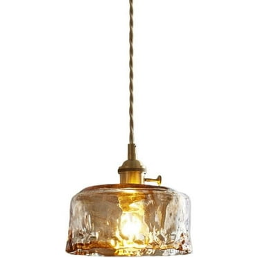 Japanese Style Mini Glass Pendant Lighting for Above Sink, Small Amber Rustic Pendant Light Fixture for Bedside, Retro Farmhouse Pendant Light, Simple Vintage Pendant Lamp for Kitchen Island