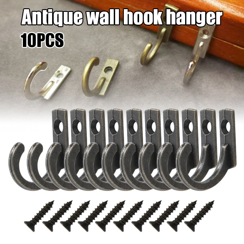 10Pcs Metal Wall Door Hooks Small Hanger Hat Coat Clothes Bag Towel Hanging Hook 