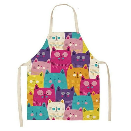 

Cartoon Cute Cats Kitchen Aprons for Women Sleeveless Cotton Linen Apron Bibs Household Cleaning Tool Kitchen Accessories