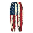 thumbnail image 4 of Pantalones Capri Casual Elastic Tie Waist Loose Long Independence Day Pantalones de Mujer con Bolsillos, 4 of 6
