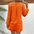thumbnail image 5 of Riforla Women Summer Solid Color Long Sleeve Shorts Conditioning Fashion Casual Home Service Two Piece Set Matching Sets Women Clothing Orange XL, 5 of 7