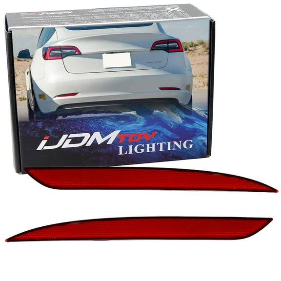 OE-Spec Red Lens Rear Bumper Reflector Replacements For Tesla 2020-up Model Y