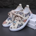 thumbnail image 4 of Willtoo Womens Butterfly Print Canvas Sneakers Lace Up Low Top Casual Shoes Lightweight Platform Walking Flats For Daily Outdoor Wear, 4 of 5