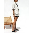 thumbnail image 4 of Chouyatou Women's 2 Piece Outfits Lounge Sets Short Sleeve Button Down Shirt and Shorts Sleepwear Pajama Sets, 4 of 6