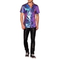 thumbnail image 2 of Camisetas Holográficas INSPIRE CHIC para hombres, cuello redondo, de manga corta, tops metálicos morados 2XL, 2 of 5