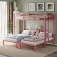 thumbnail image 3 of Ktaxon Metal Twin Triple Bunk Bed, Twin over Twin over Twin XL Bed Frame for 3, Separates Into 3 Twin Beds, Pink, 3 of 9