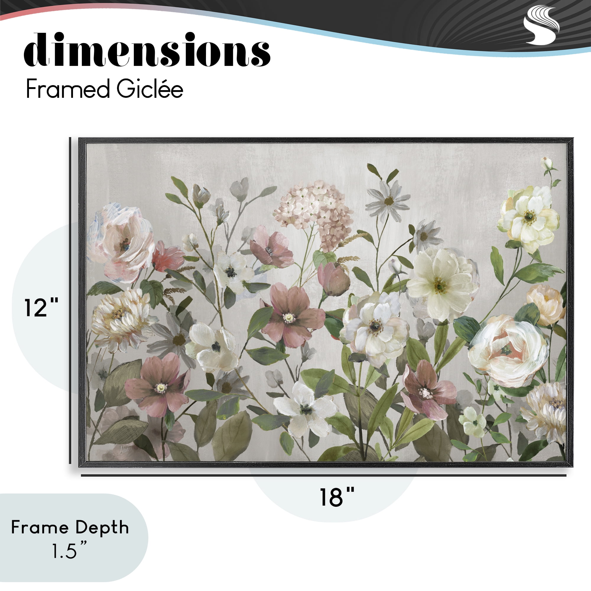 Stupell Industries Garden Meadow Arrangement Black Framed Giclee Art, design by Nan