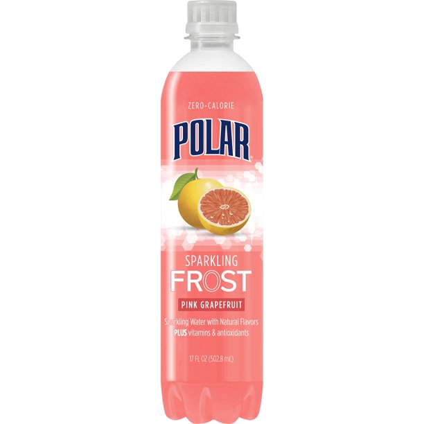 Polar Sparkling Frost Water, Pink Grapefruit, 17 Fl Oz, 12 Count