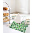 thumbnail image 4 of Saint Patrick's Day Kitchen Dish Towels for Drying Dishes Set of 2, Green Plaid Clovers Geometric Waffle Weave Microfiber Hand Tea Bathroom Towels Quick Dry & Absorbent Towel 12x12, 4 of 7