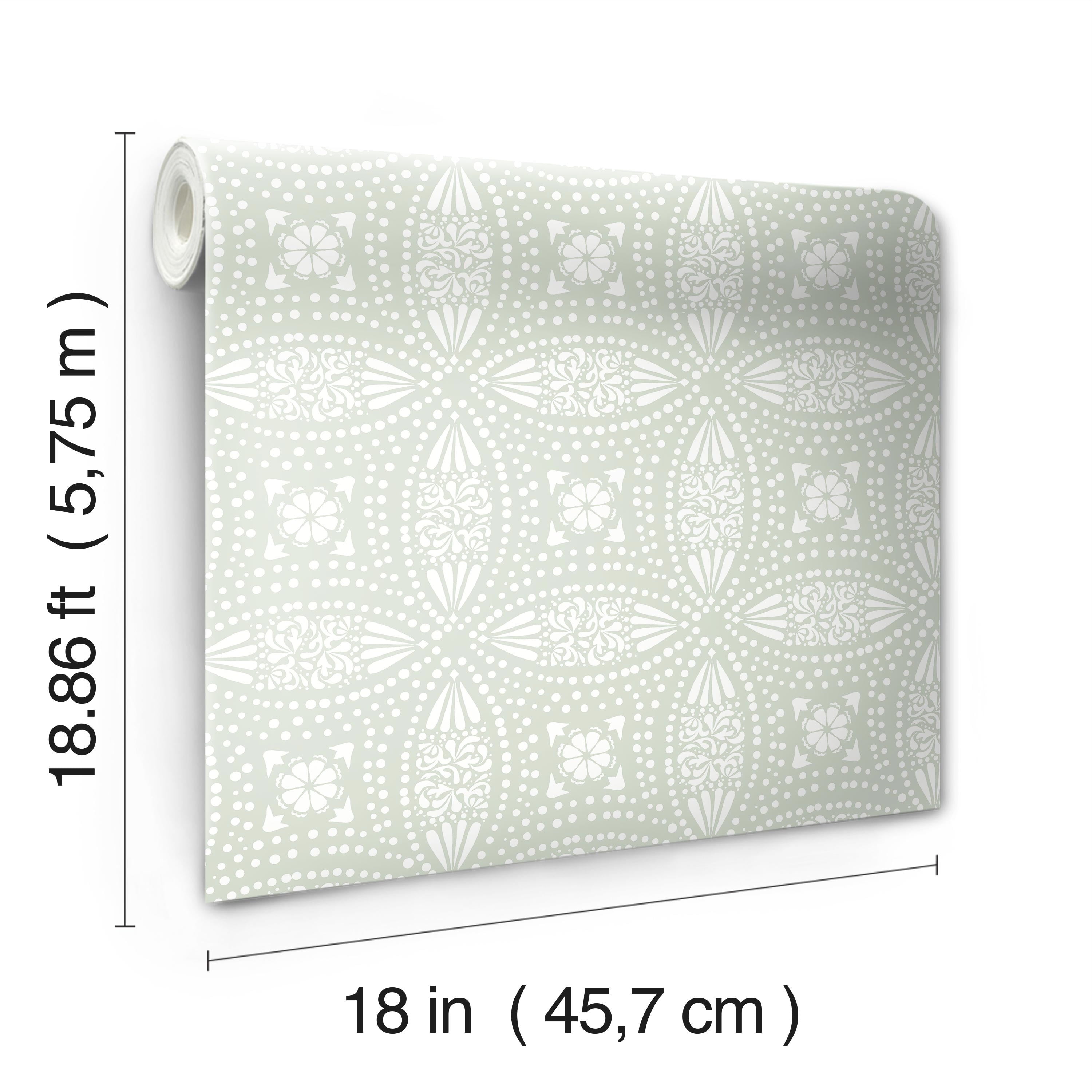 RoomMates Green White, Peel and Stick Wallpaper 20.5 inches x 16.5 ft
