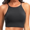 thumbnail image 5 of Women's Plus Size Swim Top Solid Color Adjustable Straps Removable Pads Racerback Tankini Top Summer Beach Pool Bathing Suit Black, 5 of 5
