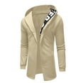 thumbnail image 4 of Handshe Men's Stylish Solid - Color Letter - Spliced Long - Sleeve Hooded Casual Jacket, 4 of 7