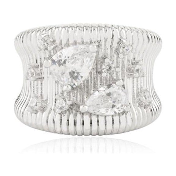 925 Sterling Silver White Gold Plated Stackable Cubic Zirconia Ring for Women, USA