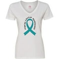 thumbnail image 3 of Inktastic Ovarian Cancer Awareness Ribbon Women's V-Neck T-Shirt, 3 of 5