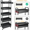 thumbnail image 6 of 5-Tier Rolling Utility Cart with Drawer,Multifunctional Storage Organizer with Plastic Shelf & Metal Wheels,Storage Cart for Kitchen,Bathroom,Living Room,Office,Black, 6 of 6