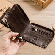 BULLCAPTAIN Leather Wallet,Wallet Men Leather Zipper Wallet Leather Wallet Huiop Buzhi
