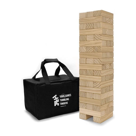 Open Box Yard Games Large Tumbling Timbers Wood Stacking Game 56 Pine Blocks