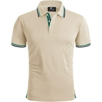 Geeksport Polo Shirts for Men Short Sleeve Solid Color Causal Collared Golf Tennis T-Shirt Men's Golf Polo Shirts Business Polo Shirts beige M
