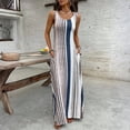 thumbnail image 2 of CIENVNSTG Summer Dresses for Women 2026 U Neck Sleeveless Casual Midi Dress Striped Printed Beach Vacation Sundresses with Pockets Navy M, 2 of 5