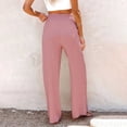 thumbnail image 4 of Pantalones palazzo de lino de cintura alta y pierna ancha para mujer, con cordón y bolsillos, 4 of 6