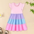 thumbnail image 5 of Toddler Girls Dresses A Line Flare Sleeve Round Neck Color Bloc Dress Kids Girl Summerr Outdoor Activities Comfortable And Stylish Casual Wear Dresses，6 -7 Years, 5 of 5