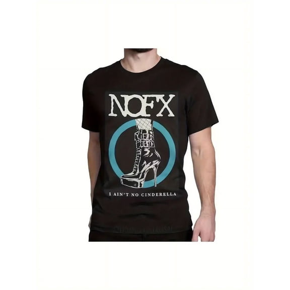 NOFX Punk Rock Band T-Shirt for Men & Women - 100% Cotton 180gsm Regular Fit Short Sleeve Tee with "I Ain't No Cinderella" Graphic Print