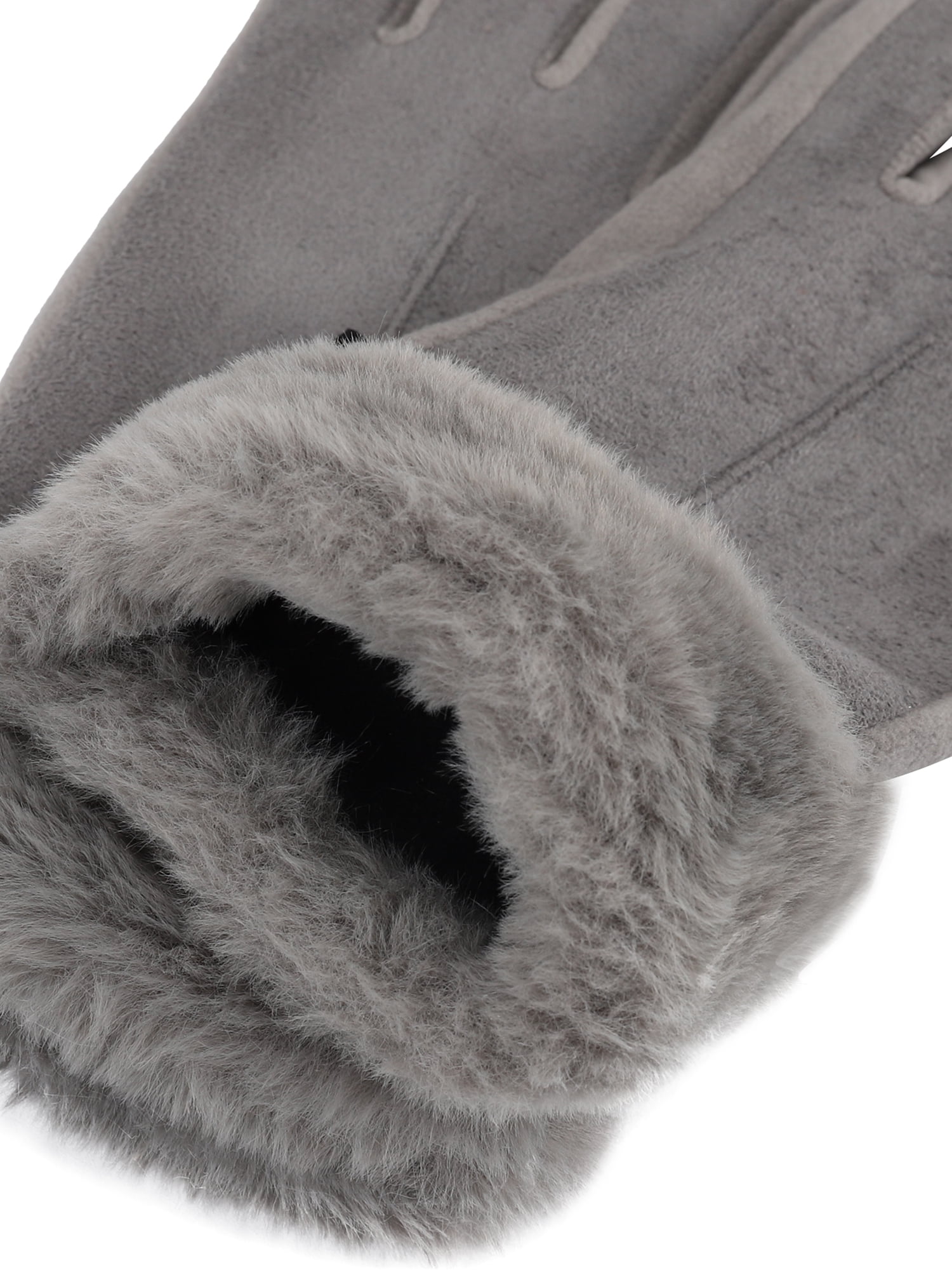 Isotoner Women's Water Reppellent Microsuede Gloves with Faux Fur Cuff