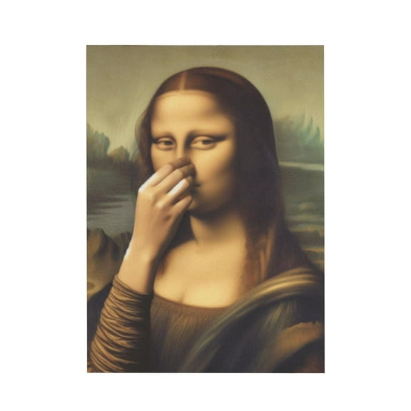 Mona Lisa Bathroom Art, Mona Lisa Holding A Tissue Picture Poster, Humor Whimsical Funny Home Decor Bathroom Wall Art(Unframed 15.7x23.6in)