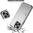 thumbnail image 5 of iPhone 14 Pro Max Case with Card Holder Heavy Duty Protective Dual Layer Shockproof Hidden Card Slot Slim Wallet Case for iPhone 14 Pro Max for Women&Men(Silver), 5 of 14