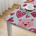 thumbnail image 5 of nygtbtfer Heart Square Fitted Tablecloth, Waterproof Polyester Stain Resistant Table Clothes, Elastic Edge Wipeable Washable Tablecloths Fits Square Table 36*36, 5 of 8