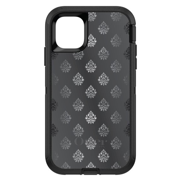 DistinctInk OtterBox Defender Custom Case for Apple iPhone 15 (6.1" Screen) - Floral Damask Pattern - Slim Profile Design