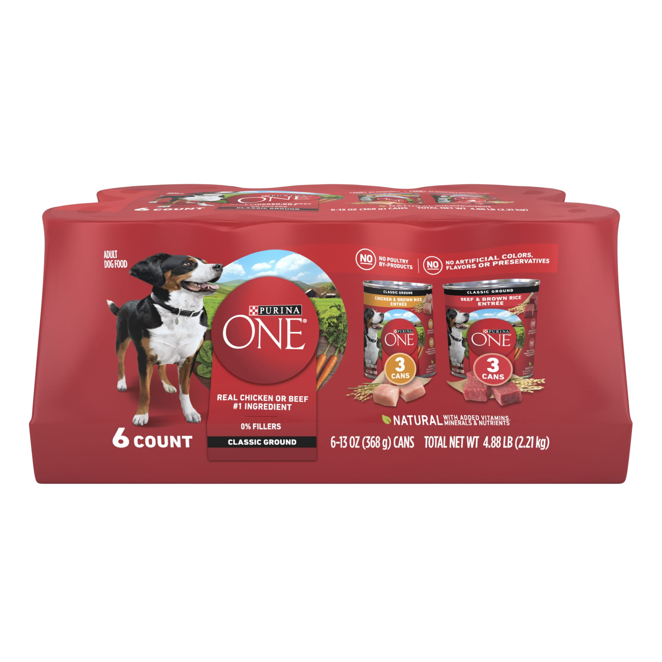 Purina ONE Natural Wet Dog Food High Protein Soft Chicken Brown Rice 13 oz can Walmart