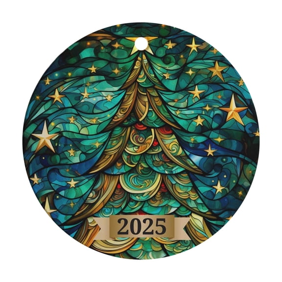 Luoshdecor Christmas Tree Ornament 2025,Acrylic Art Christmas Tree Stained Glass Holiday Decoration Gifts for Friend and Family 3.1in