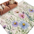 thumbnail image 2 of Spring Floral Area Rug 5x8 FT, Non Slip Bedroom Throw Carpet, Wildflowers Herbs Summer Botanical Vintage Washable Soft Floor Carpet Non-Shedding Rug for Living Room Nursery Dorm Office, 2 of 9