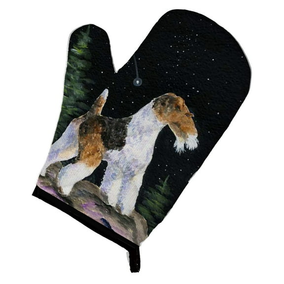 Starry Night Fox Terrier Oven Mitt