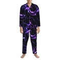 thumbnail image 3 of Salouo Galaxy Lightning Print Button-Front Long Sleeve Pajama Set for Men, Soft 2Pjs Men's Long Sleeve Sleepwear-Medium, 3 of 7