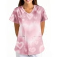thumbnail image 3 of ASDFVBKG Valentine's Day Scrub for Women Short Sleeve V-Neck Casual Scrub Tops Heart Printed Nursing Medical Uniform Dressy Top 2 Pockets White XL, 3 of 5