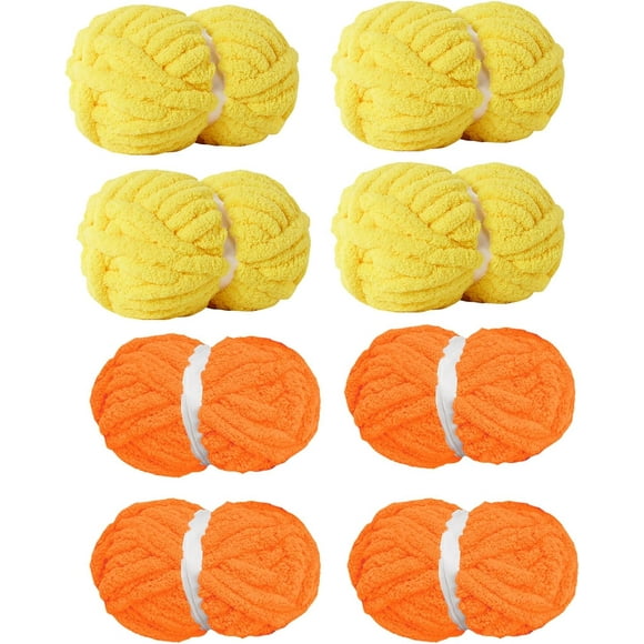 Hilo Épais Surpoids pour Coudre à la Main, Hilo de chenilla Doux et Volumineux pour Coudre à la Main, pour mantas de ganchillo, bufanda, bricolaje, Lot de 8 (28 Yards, 8 onzas cada uno), Noir, Argile