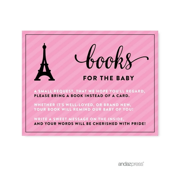 Books For Baby Paris Bonjour Bebe Girl Baby Shower Game Request Cards, 20-Pack